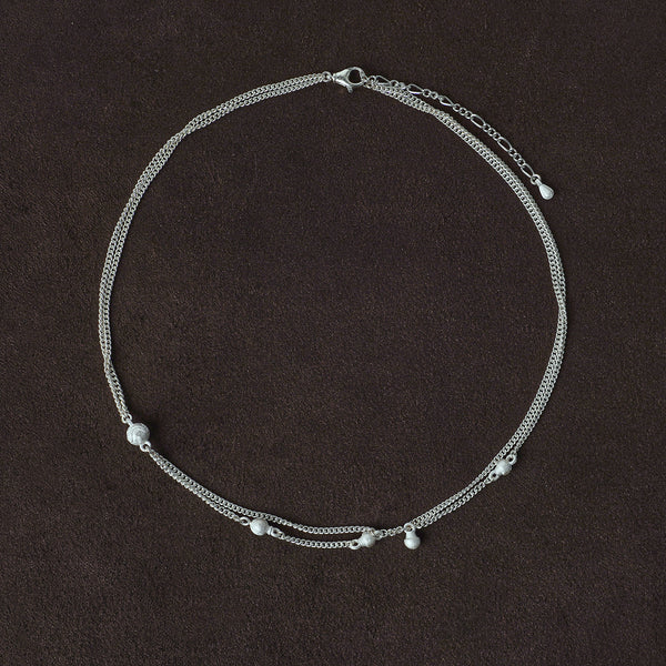 OLIO E ACETO Sterling Silver Double Flower Basket Necklace OLIO-OA13N14-YIN Silver